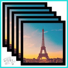 8x8 Picture Frame Set of 5, Black Square Photo Frames High Transparent Wall G...