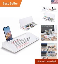 Small Desktop Whiteboard -Glass Dry Erase Board Computer Keyboard Stand White...