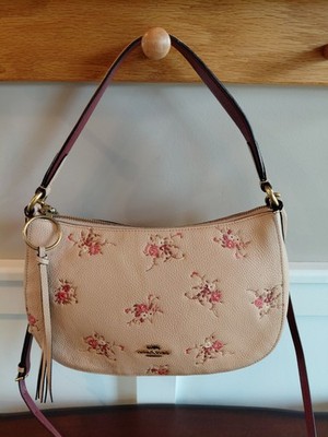 COACH Sutton Floral Print Pebbled Leather Crossbody Purse Handbag 