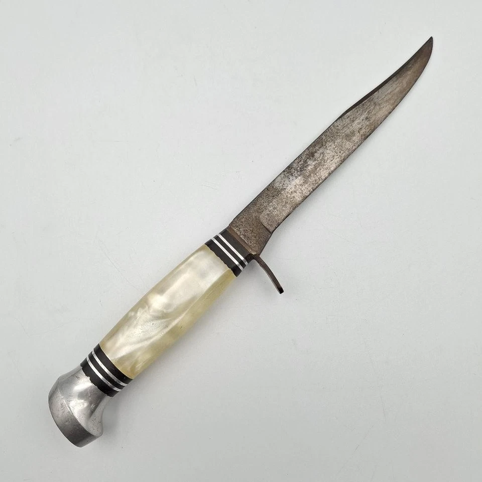 Cuchillo de colección Olsen Solingen Alemania 2700 P hoja fija mango Lucite con funda Foto 2 de 4