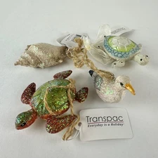 Ornament Lot Sea Life Transpac Turtles Seagull Shell