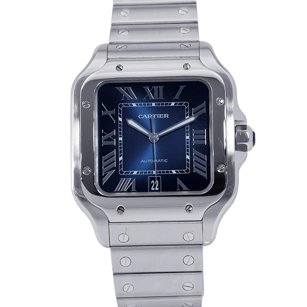 Cartier — CARTIER Santos de Cartier LM 47.5mm 39.8mm Stainless Steel Blue Dial WSSA0013