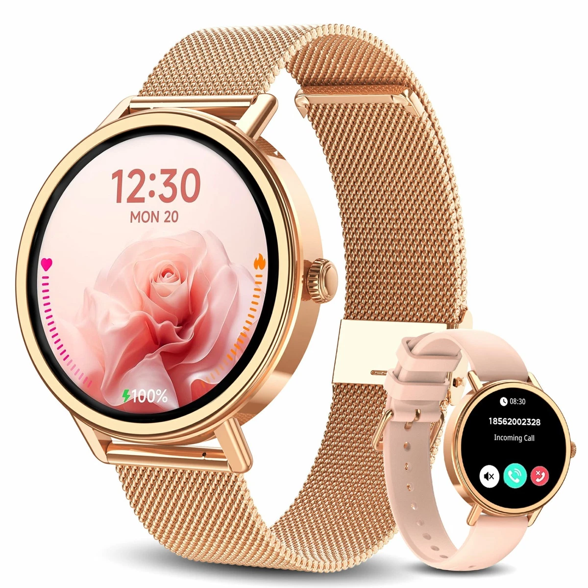 Stylish Rose Gold Smart Watch for Women - Fitness Tracker, Waterproof, Heart Smart Watch for Women,Waterproof Fitness Tracker for Android  main image 2