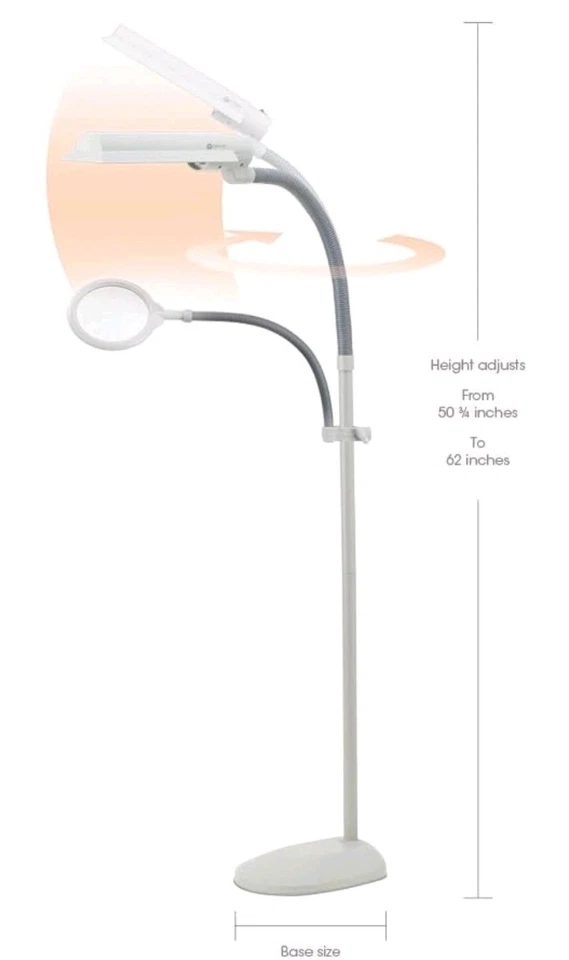 Ottlite 18w EasyView 立式落地灯,3x 放大镜附件,工匠 — 第 3/4 张图片