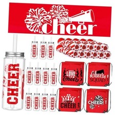 12 Set Gifts Bulk for Cheerleading Including Cheer Drawstring Bags Red