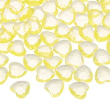 100 Pcs Acrylic Heart Rhinestone 12mm Plastic Gems Golden