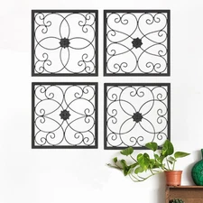 Set of 4 Metal Wall Decor, Rustic Farmhouse Scroll Wall Art Sculpture, 100% H...