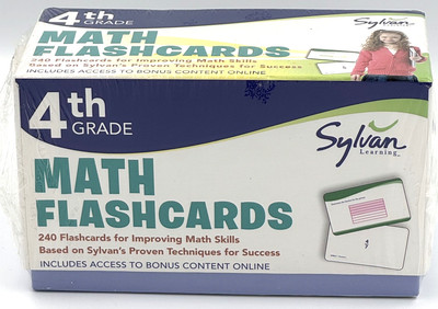 Sylvan Learning 4th Grade Math Flashcards 240 Cards Homeschool Practice NEW NIB