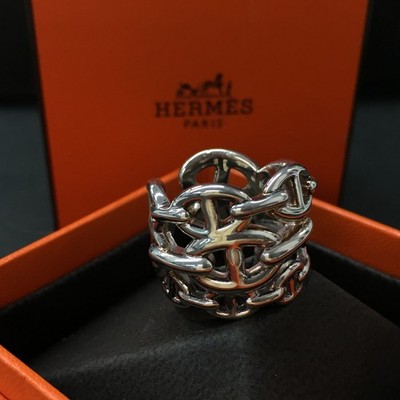 EGA HERMES Chaine d'ancre Enchainee Silver 925 13.5g Ring ISO sz:55/ZA0294