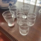Vintage Anchor Hocking Etched Laurel Leaf Juice Glasses Set 6