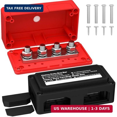 Joinfworld 300A Bus Bar 12V DC Waterproof Power Distribution Block with 4 x 3/8''