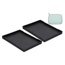 8.4 x 6.1 Inch Plastic Serving Tray, 2 Pcs Reusable Fast Food Tray, Black