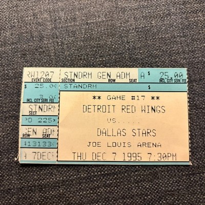1995 Detroit Tigers vs Dallas Stars Joe Louis Arena Ticket Stub