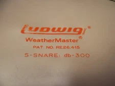 16" Vintage 70s Ludwig Weather Master Snare Side Drum Head DB-300 Red Logo RARE