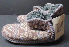 Muk Luks 16024 Women's Purple Knit Slippers Rubberized Soles Size Large 9 Or 10
