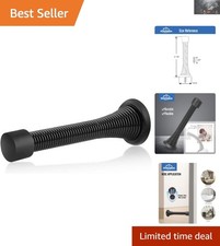 Flexible 3-1/8" Black Spring Door Stop with Rubber Bumper Tips for Protection