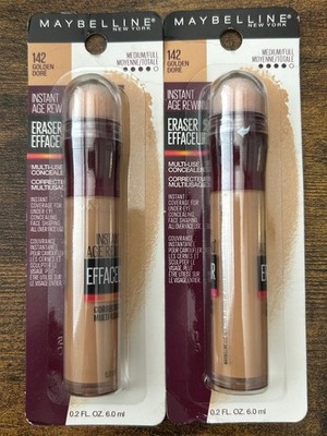 2 Pack Maybelline Instant Age Rewind Eraser Dark Circles, #142 Golden, 0.2 fl oz