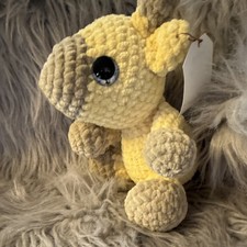 Handmade Small Giraffe Plush Toy Yellow Beige Crocheted Stuffed Animal