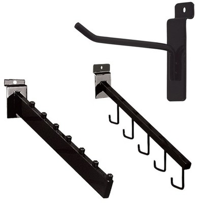SSWBasics Slatwall Hook Variety Pack (5 Four'' Hooks, 4 Waterfall Hooks)