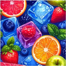Tile Mural Colorful Citrus Fruit with Ice Cubes Kitchen Bathroom Wall Backsplash