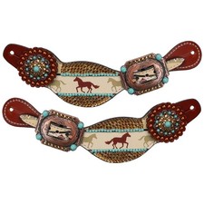 SPUR STRAPS Showman donna zoccoli selvatici echi fibbie RAME e TURCHESE