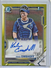 Kale Emshoff 2021 Bowman Chrome Yellow Refractor Autograph Rookie #23/75
