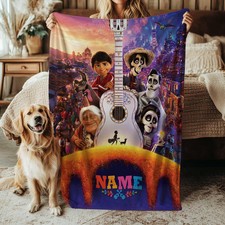 Disney Coco Movie Fleece Bed Custom Blanket Gift For Fan, Kids V5
