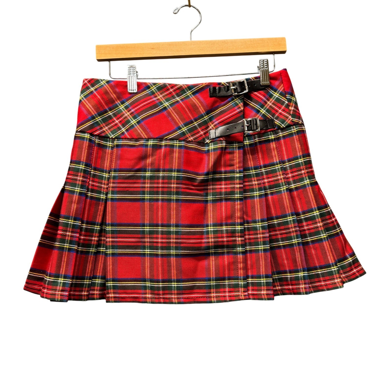 Highland Heritage Kilt Skirt Womens 32 (31x15 ACTUAL) Pleated Plaid Red Punk