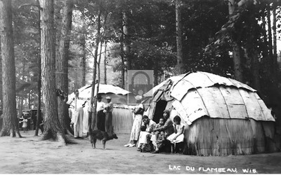 Chippewa Indian Birch Bark Hut Lac Du Flambeau Wisconsin WI - Reprint