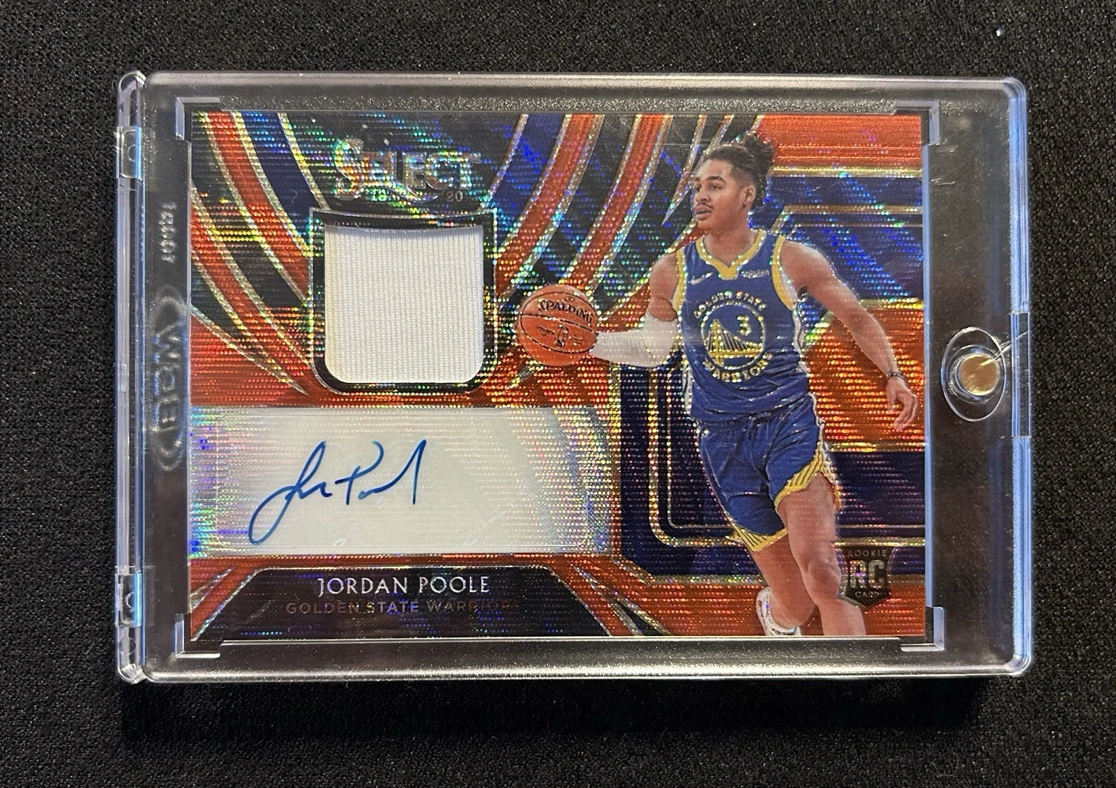 JORDAN POOLE 2019-20 Panini Select Red Wave Prizm GAME USED Rookie Patch Auto