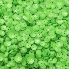 6mm Cup Sequins Green Neon Transparent Fluorescent Made in USA
