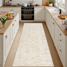 2'6''x8' Hallway Washable Runner Rug: Kitchen Carpet Beige/Brown