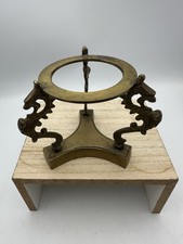 Vintage Solid Brass MCM 70s Dragon Crystal Ball Orb Sphere Egg Stand 4-1/2x3-1/2