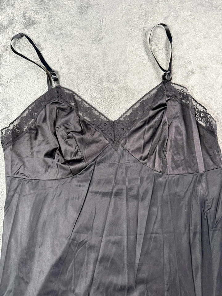 Lencería sin cordones Vanity Fair vintage para mujer 42 26 negra de nailon con adornos de encaje EE. UU. AÑOS 90 Foto 2 de 4