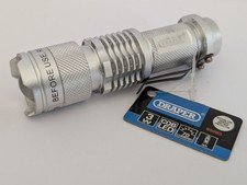 Draper 3W LED Aluminium EDC Pocket Torch 70 Lumens Silver ( 65983 ) Lightweight