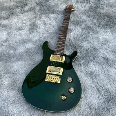 prs se custom 24 electric guitar/Green flowers, colorful shell birds, gold acces