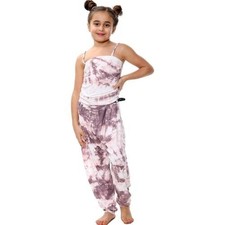 Kids Girls Jumpsuit Tie Dye Print Stone Trendy Fahsion All In One Playsuits 5-13