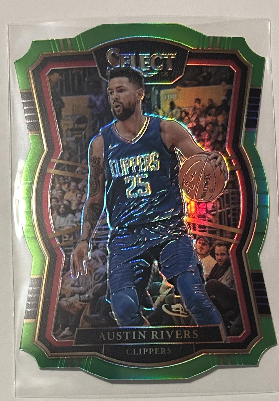 2017-18 Panini Select #141 Austin Rivers Neon Green Prizms Die Cut #/65