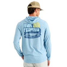 Huk Drift Hoodie Men's Tech Shirt, Shipyard Heather, Large