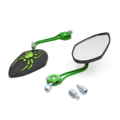 2 Rückspiegel 8mm 10mm Lenkerendenspiegel Spiegel Universal für Motorrad Grün