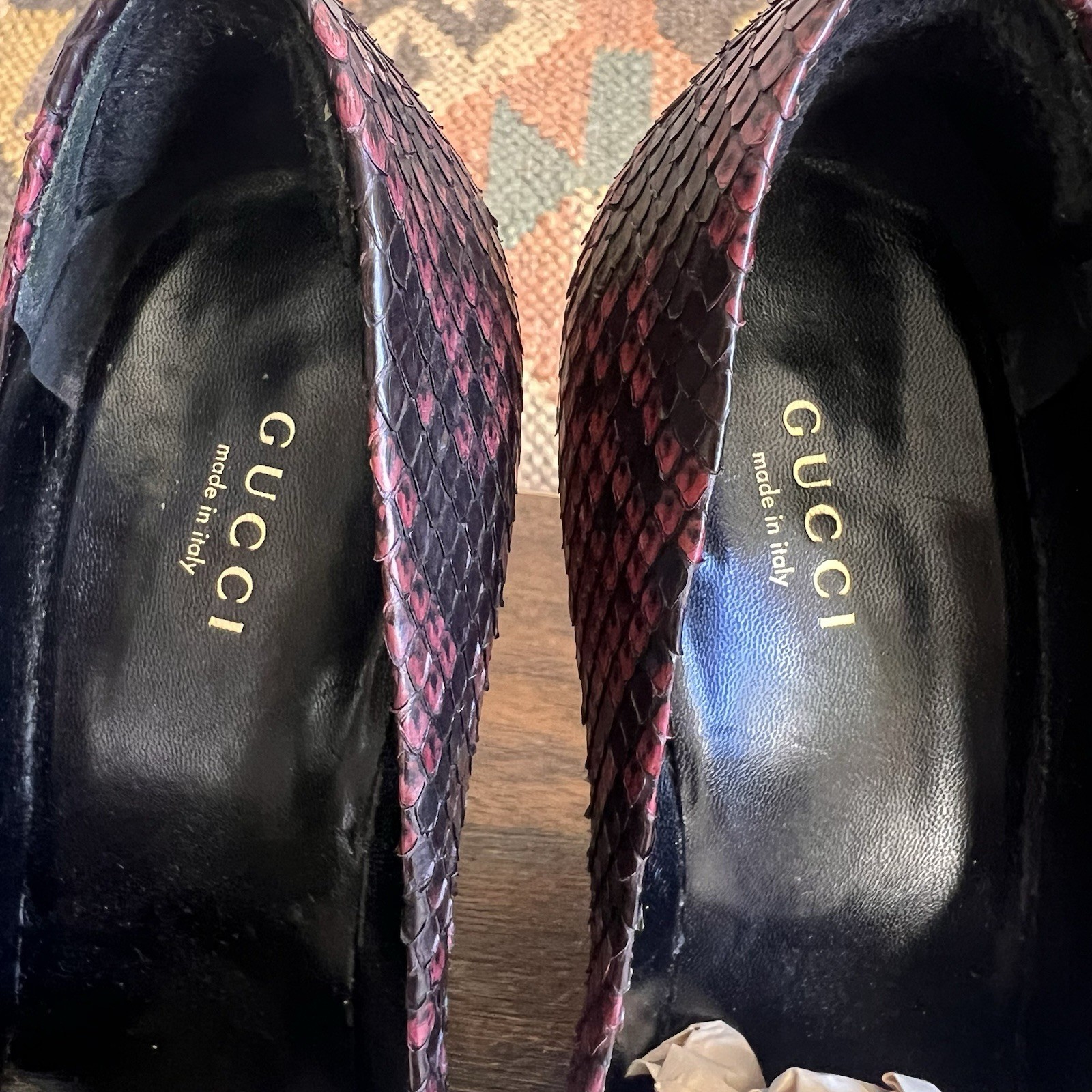 GUCCI Runway Genuine Python Skin Square Toe Platf… - image 8