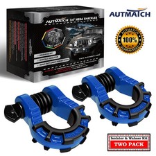 Autmatch 34 Mega D Ring Shackle With Isolators For Off Road Blue Black