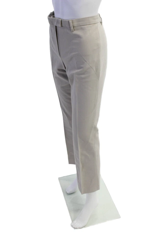 'S Max Mara Womens Flat Front Zippered Flared Leg Pants Solid Beige Size 10 - Image 2 of 4