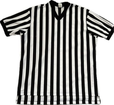 #ad Vintage Dalco Athletic Referee Shirt Men’s 2XL Black White Stripe V Neck USA $24.99