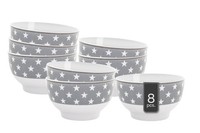 MüSlischalen 8Er Set Schalen SchüSseln Porzellan Grau Mit WeißEn Sternen Ø 13 Cm