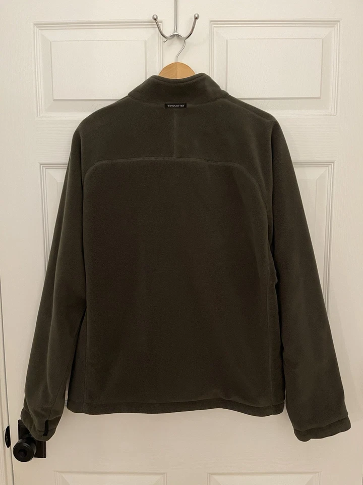 Chaqueta Eddie Bauer Cortavientos Forrada de Vellón Cálida Cremallera Verde Oscuro Para Hombres Bolsillos en L  Foto 4 de 4