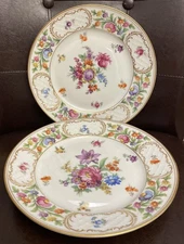 Set of 2 Antique Schumann DRESDEN ART Dinner Plates 9 3/4" Bavaria