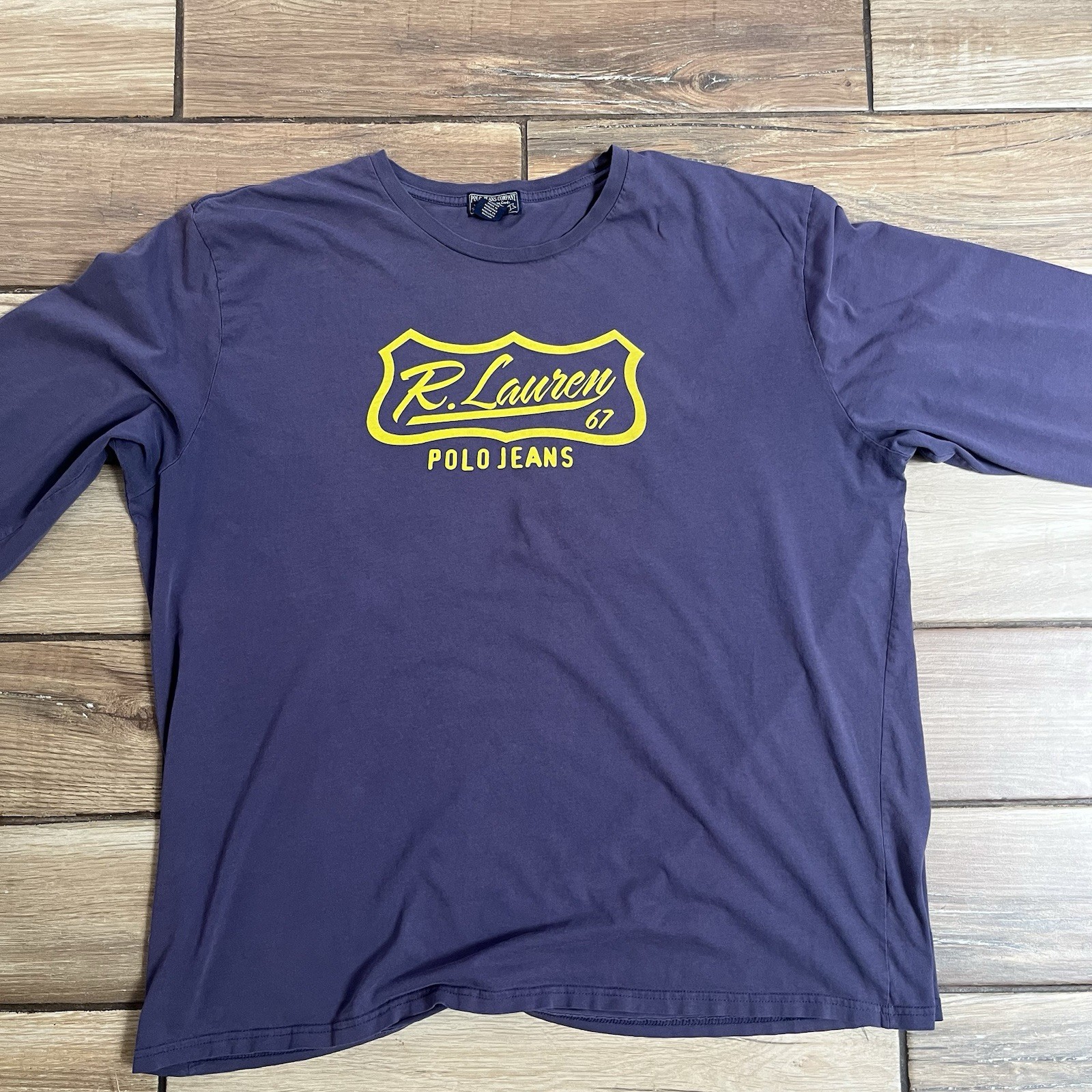 Vtg Men’s Polo Jeans Company Long Sleeve T Shirt Navy Blue Size XXL