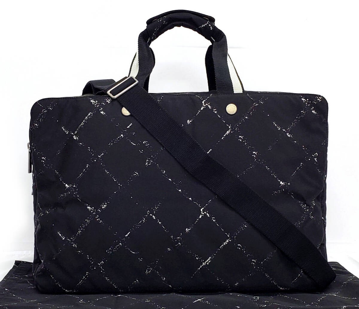 CHANEL Vintage 2-Way Nylon Boston Bag with Seal Shoulder Strap