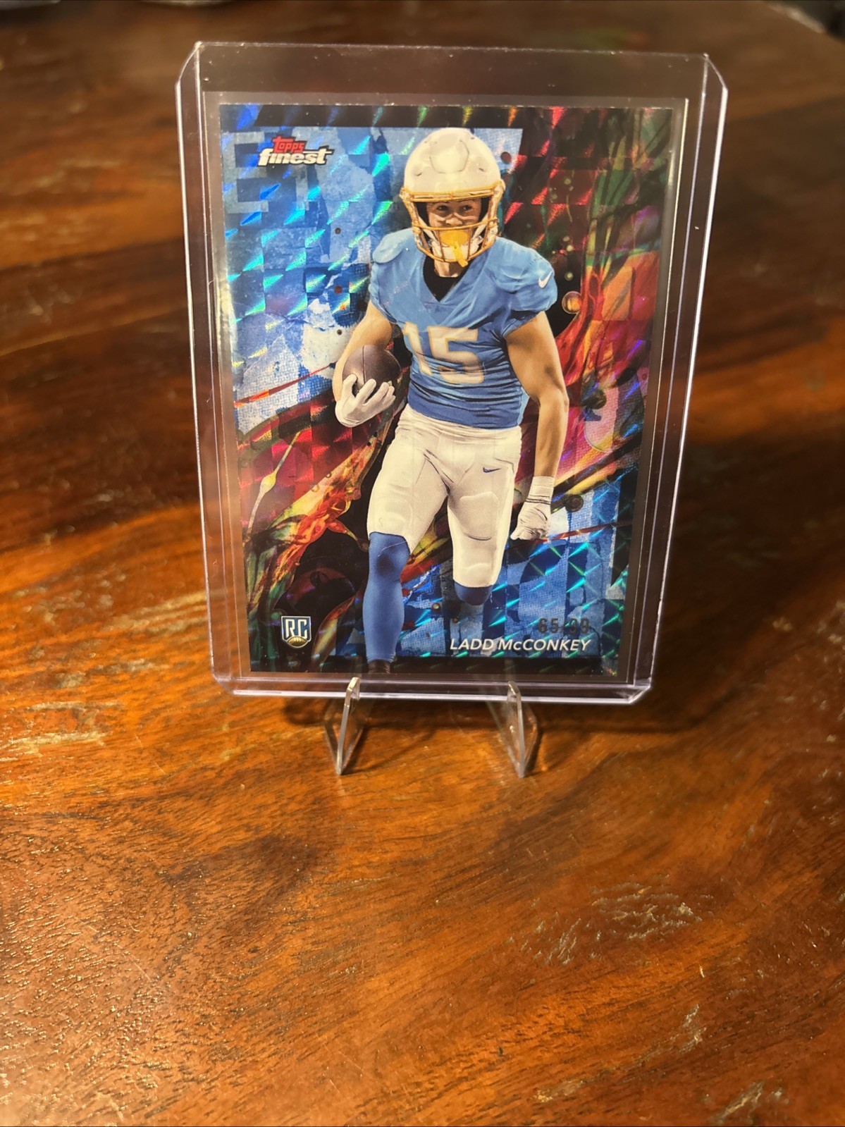 2024 Topps Finest Ladd McConkey #86 Blue Checkerboard /99 LA Chargers (RC)